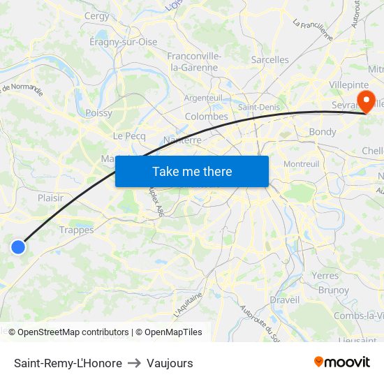 Saint-Remy-L'Honore to Vaujours map