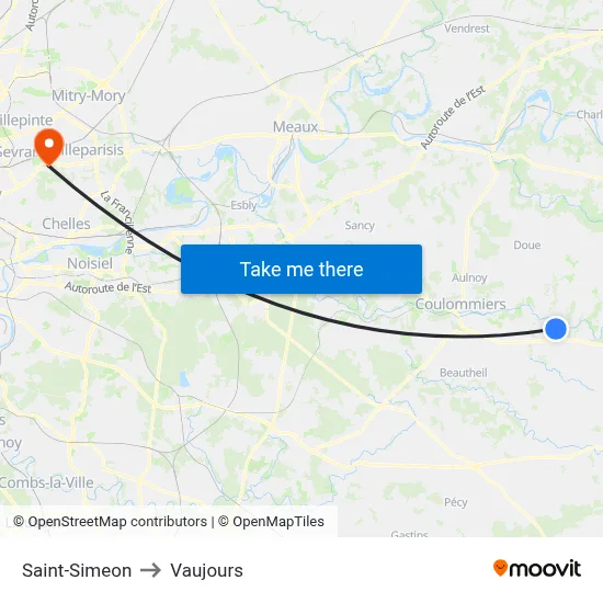Saint-Simeon to Vaujours map