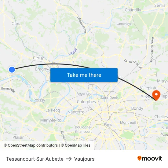 Tessancourt-Sur-Aubette to Vaujours map