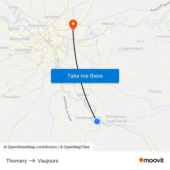 Thomery to Vaujours map