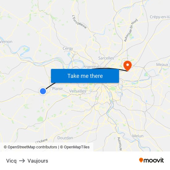 Vicq to Vaujours map