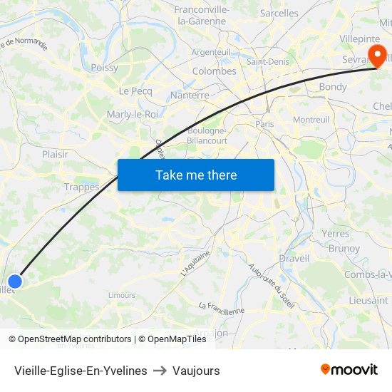 Vieille-Eglise-En-Yvelines to Vaujours map