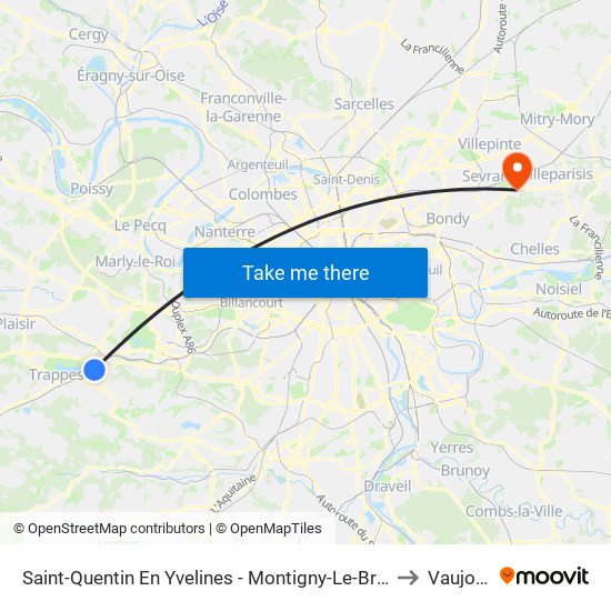 Saint-Quentin En Yvelines - Montigny-Le-Bretonneux to Vaujours map