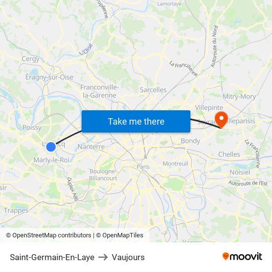 Saint-Germain-En-Laye to Vaujours map