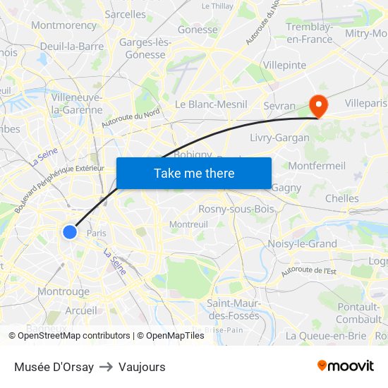 Musée D'Orsay to Vaujours map