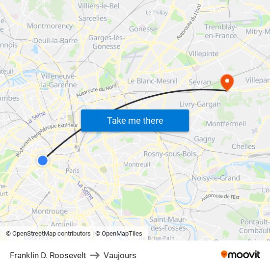Franklin D. Roosevelt to Vaujours map