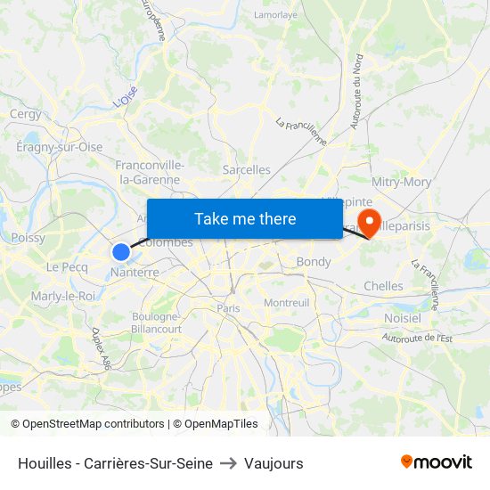 Houilles - Carrières-Sur-Seine to Vaujours map
