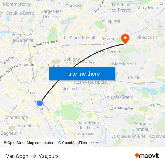 Van Gogh to Vaujours map