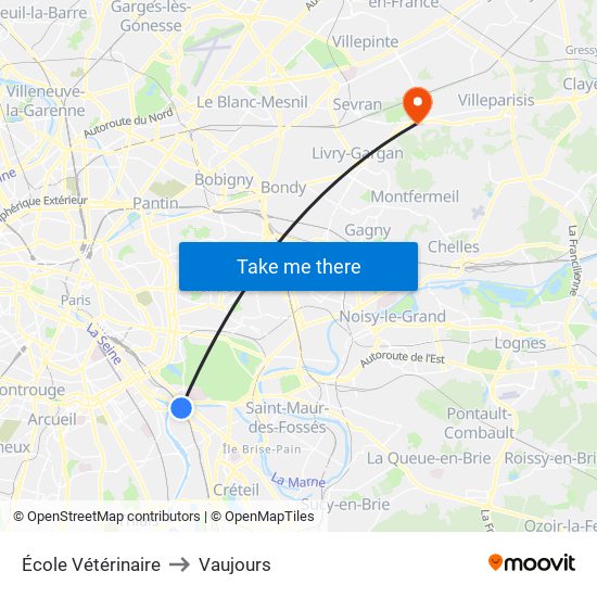 École Vétérinaire to Vaujours map
