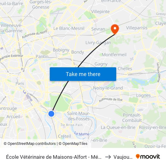 École Vétérinaire de Maisons-Alfort - Métro to Vaujours map
