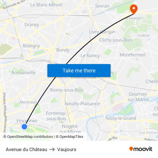 Avenue du Château to Vaujours map