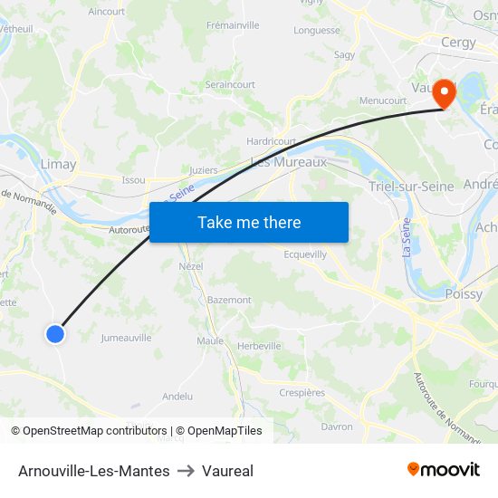 Arnouville-Les-Mantes to Vaureal map
