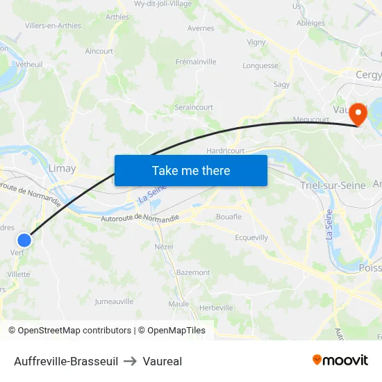 Auffreville-Brasseuil to Vaureal map