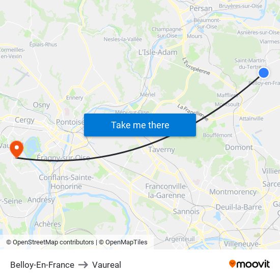 Belloy-En-France to Vaureal map