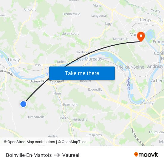 Boinville-En-Mantois to Vaureal map