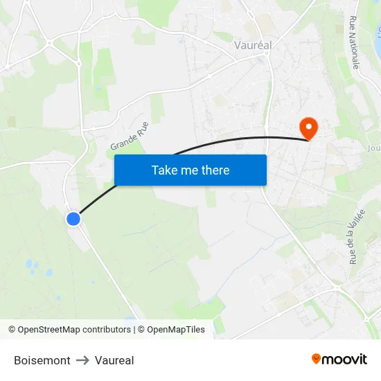 Boisemont to Vaureal map