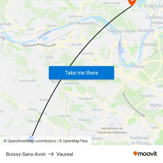 Boissy-Sans-Avoir to Vaureal map