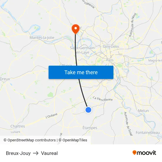 Breux-Jouy to Vaureal map