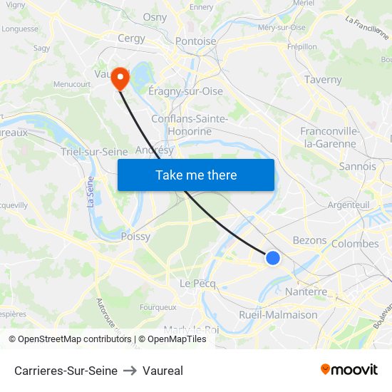 Carrieres-Sur-Seine to Vaureal map