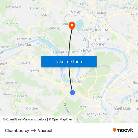 Chambourcy to Vaureal map