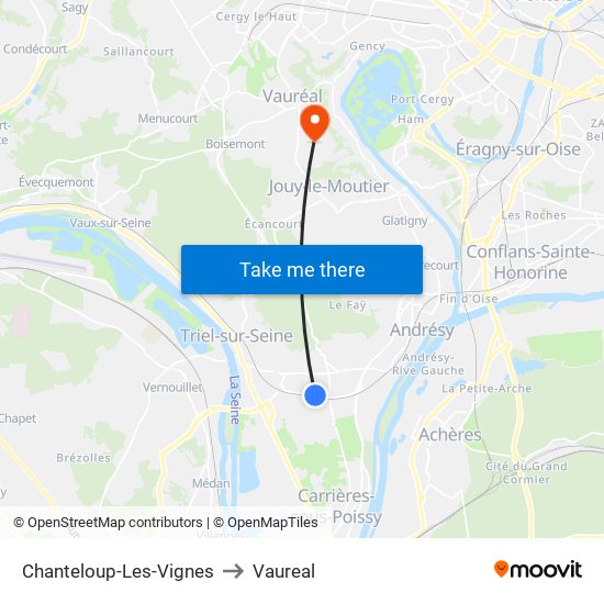Chanteloup-Les-Vignes to Vaureal map