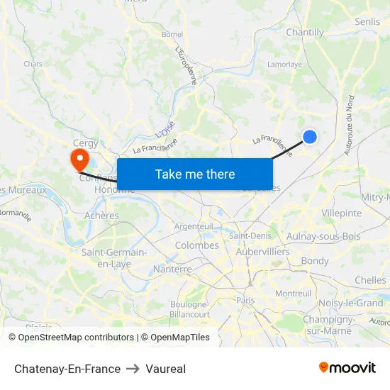 Chatenay-En-France to Vaureal map