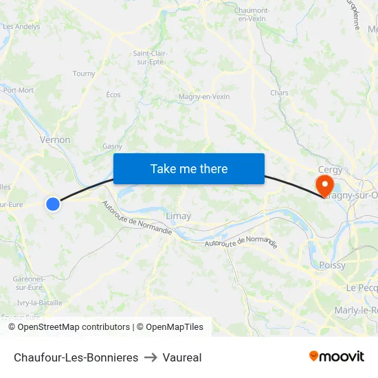 Chaufour-Les-Bonnieres to Vaureal map