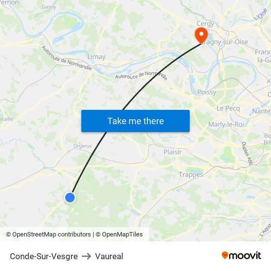 Conde-Sur-Vesgre to Vaureal map