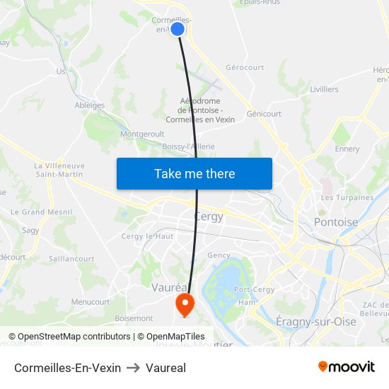 Cormeilles-En-Vexin to Vaureal map