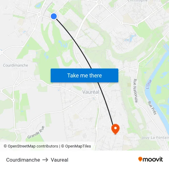 Courdimanche to Vaureal map