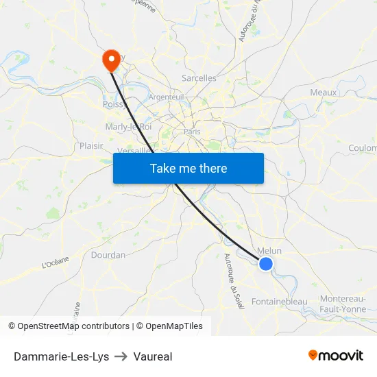Dammarie-Les-Lys to Vaureal map