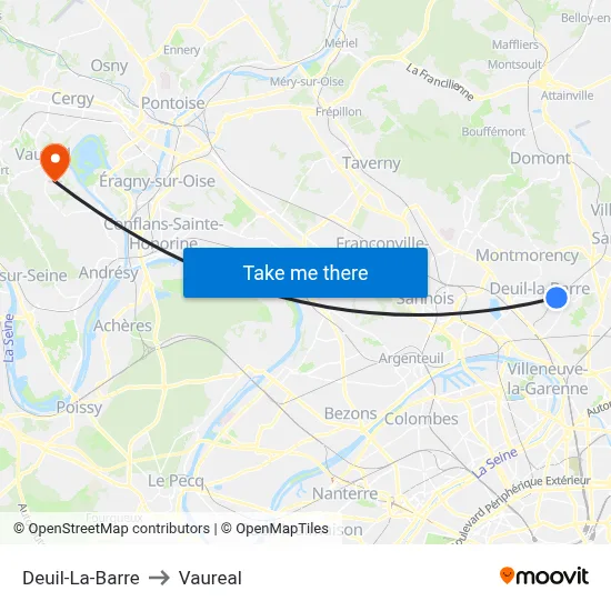 Deuil-La-Barre to Vaureal map