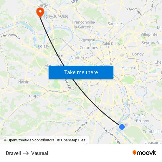 Draveil to Vaureal map
