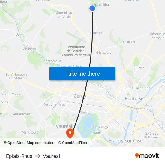Epiais-Rhus to Vaureal map