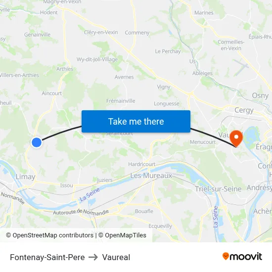 Fontenay-Saint-Pere to Vaureal map