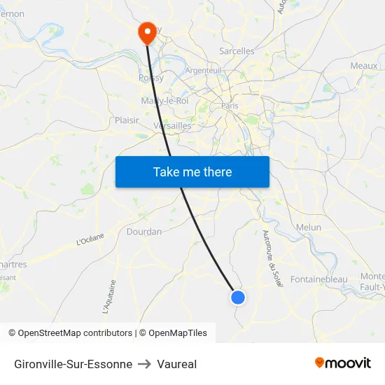 Gironville-Sur-Essonne to Vaureal map
