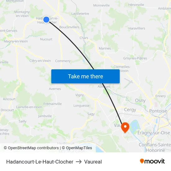 Hadancourt-Le-Haut-Clocher to Vaureal map