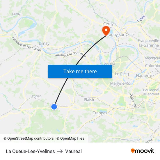 La Queue-Les-Yvelines to Vaureal map