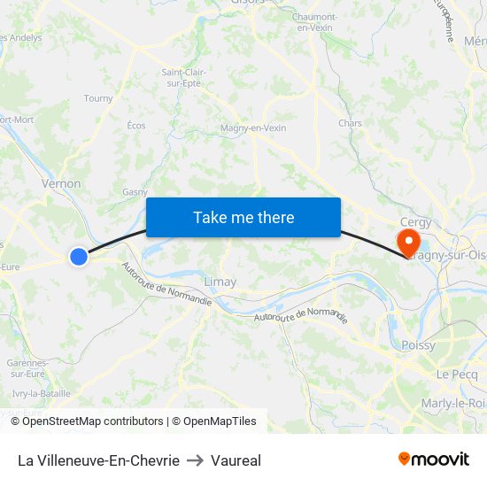 La Villeneuve-En-Chevrie to Vaureal map