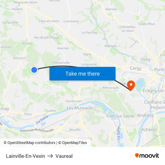 Lainville-En-Vexin to Vaureal map