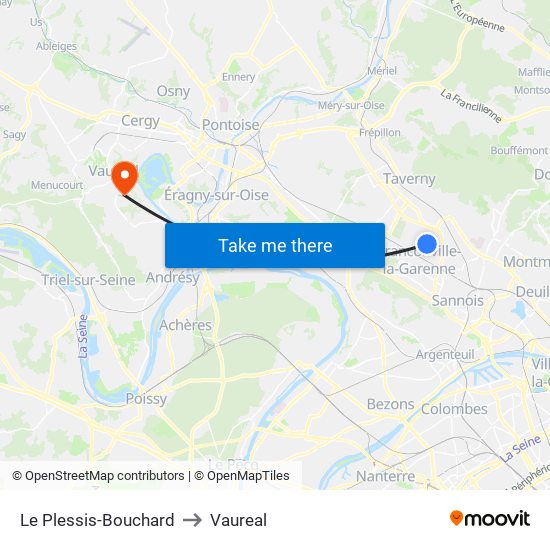Le Plessis-Bouchard to Vaureal map