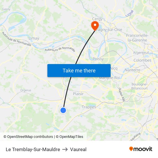 Le Tremblay-Sur-Mauldre to Vaureal map