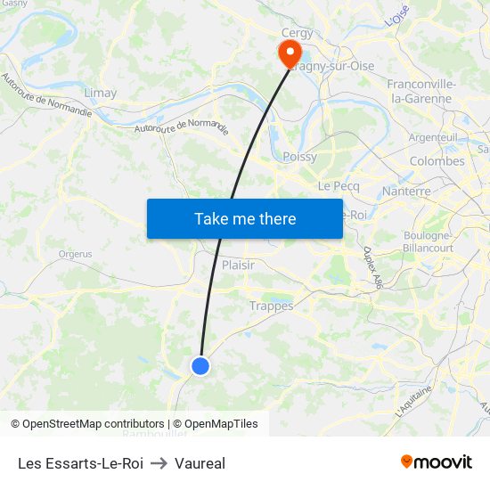 Les Essarts-Le-Roi to Vaureal map