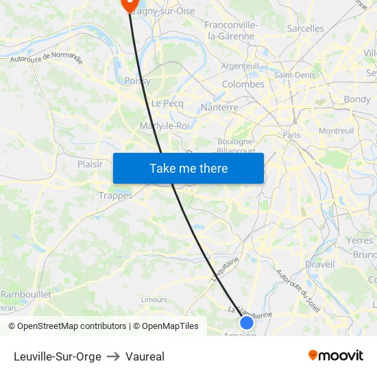 Leuville-Sur-Orge to Vaureal map