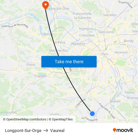 Longpont-Sur-Orge to Vaureal map
