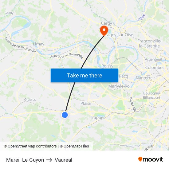 Mareil-Le-Guyon to Vaureal map