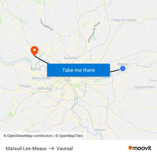 Mareuil-Les-Meaux to Vaureal map