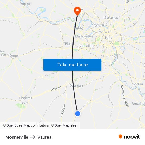 Monnerville to Vaureal map