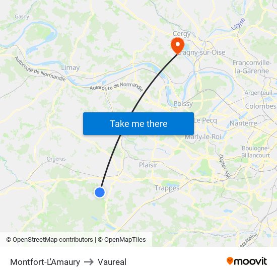 Montfort-L'Amaury to Vaureal map