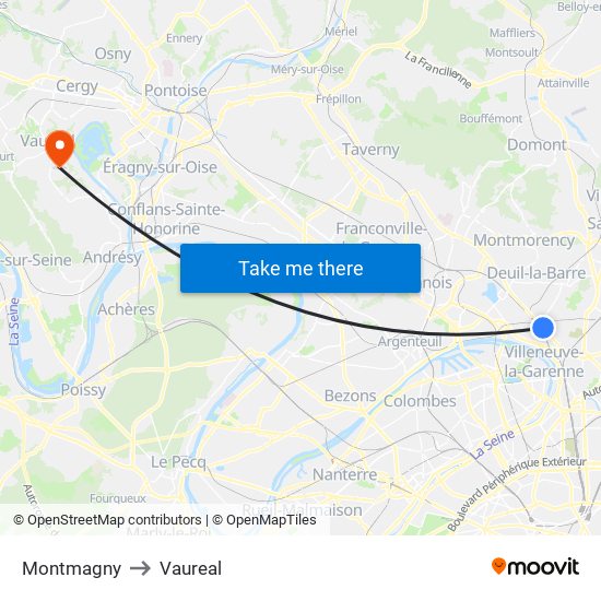 Montmagny to Vaureal map
